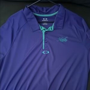 Oakley Purple Performance Polo Shirt with Turquoise Accents